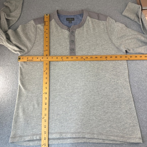LL Bean Signature Gray Long‎ Sleeve Henley Shirt Slim Fit Casual Mens Large - Picture 8 of 12